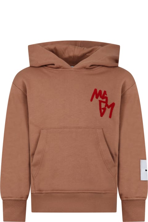 Sweaters & Sweatshirts for Boys MSGM Beige Sweatshirt For Boy With Logo