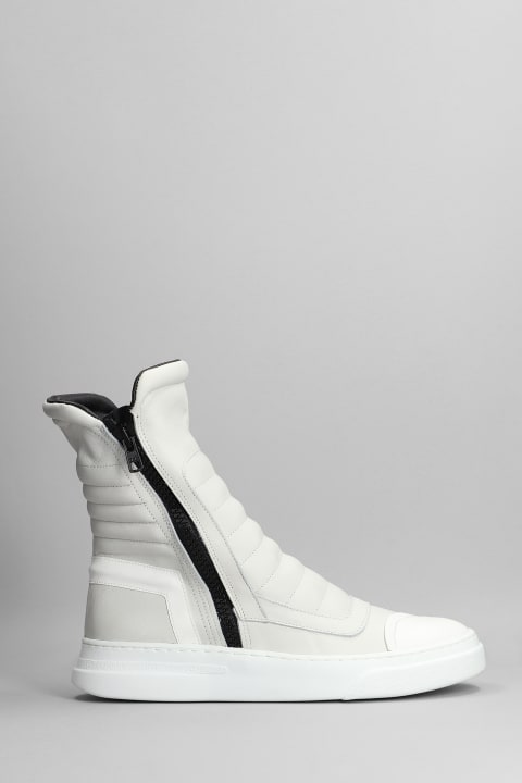 Moto Sneakers In White Leather