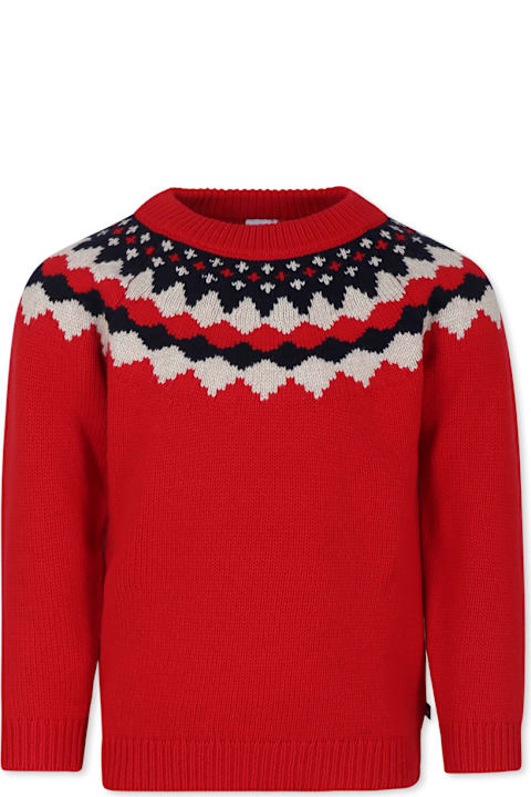 Petit Bateau for Kids Petit Bateau Red Sweater For Boy With Jaquard Pattern