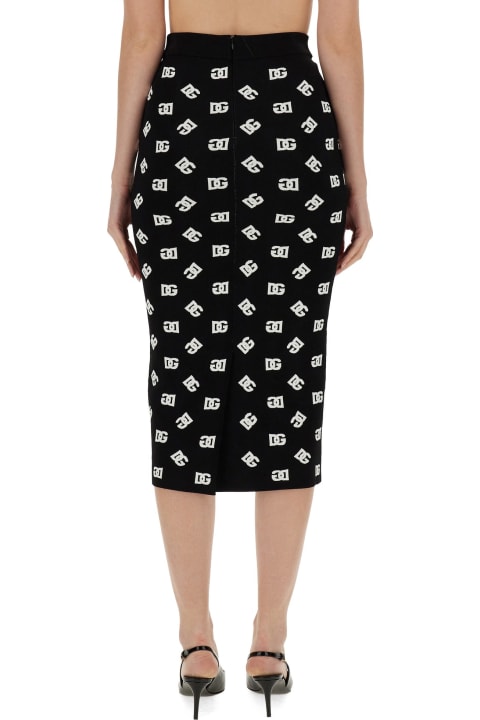 Skirts for Women Dolce & Gabbana Viscose Logo Jacquard Pencil Skirt