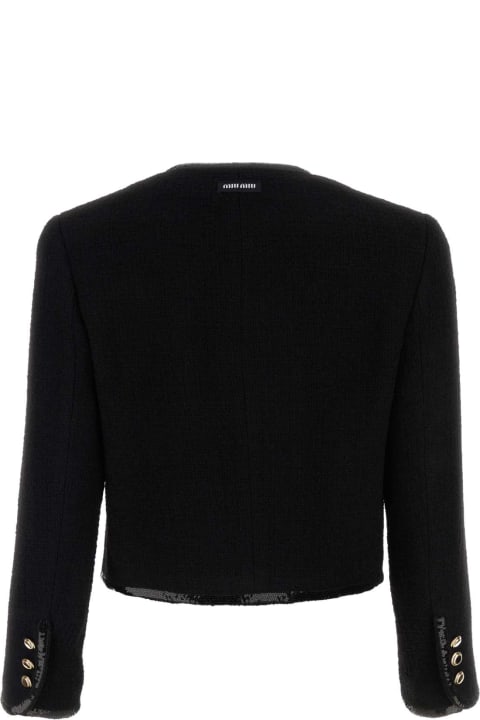 Miu Miu Sweaters for Women Miu Miu Black Tweed Blazer