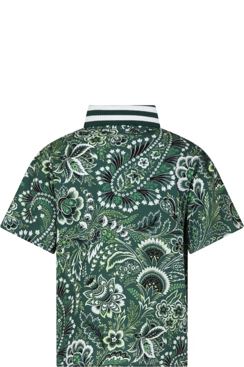 Etro for Kids Etro Green Polo Shirt For Boy With Paisley Pattern