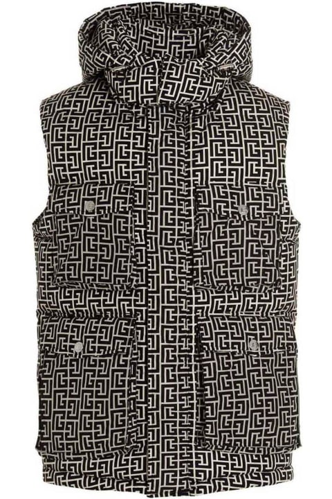 Balmain Coats & Jackets for Men Balmain Monogram Pattern Padded Vest