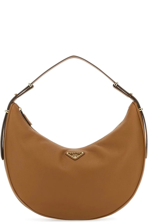 Totes for Women Prada Caramel Leather Big Arquè Handbag