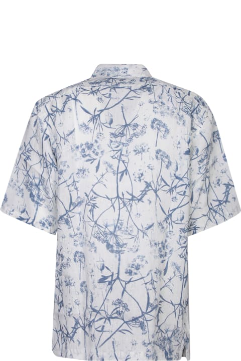 120% Lino Shirts for Men 120% Lino Linen Shirt Blue And White Print