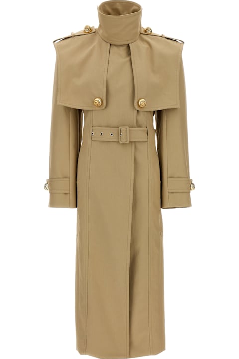 Balmain Coats & Jackets for Women Balmain 'chiocciola' Button Trench Coat