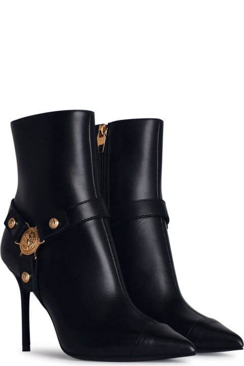 Balmain Boots for Women Balmain 'eva' Black Leather Ankle Boots