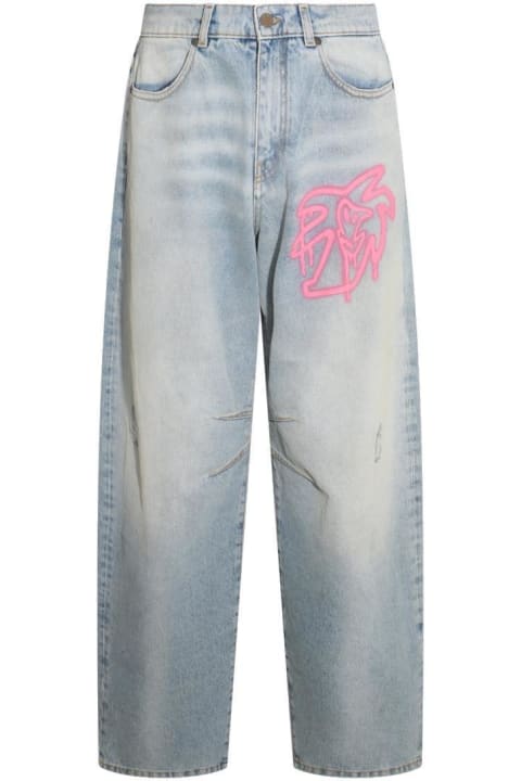 Palm Angels Jeans for Men Palm Angels Faded Wide-leg Jeans