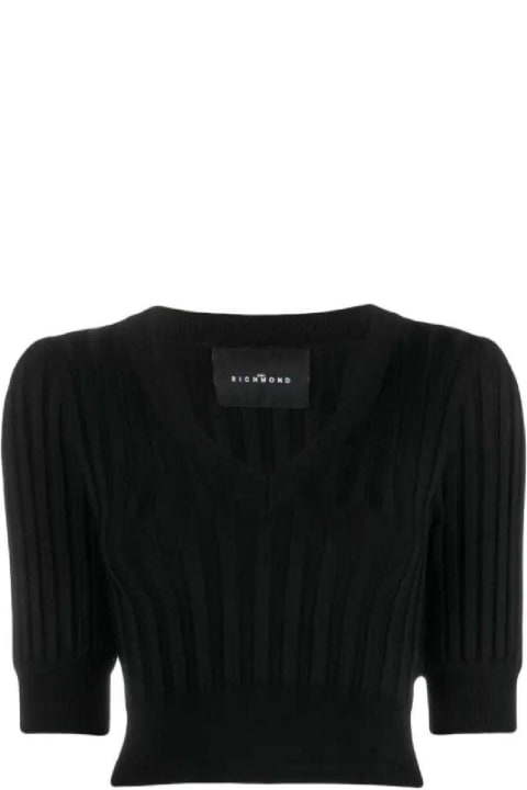 John Richmond Sweaters for Women John Richmond Crop Top With Puff Sleeves