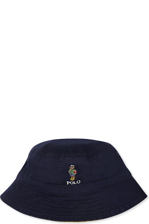 Ralph Lauren Accessories & Gifts for Baby Girls Ralph Lauren Reversible Blue Cloche For Baby Boy With Polo Bear