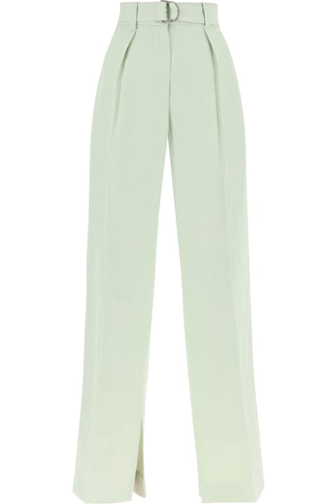 Jil Sander Pants & Shorts for Women Jil Sander Belted Linen Blend Trousers