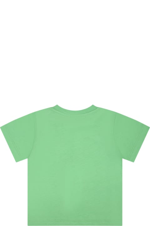 Topwear for Baby Boys Stella McCartney Kids Green T-shirt For Baby Boy With Sun
