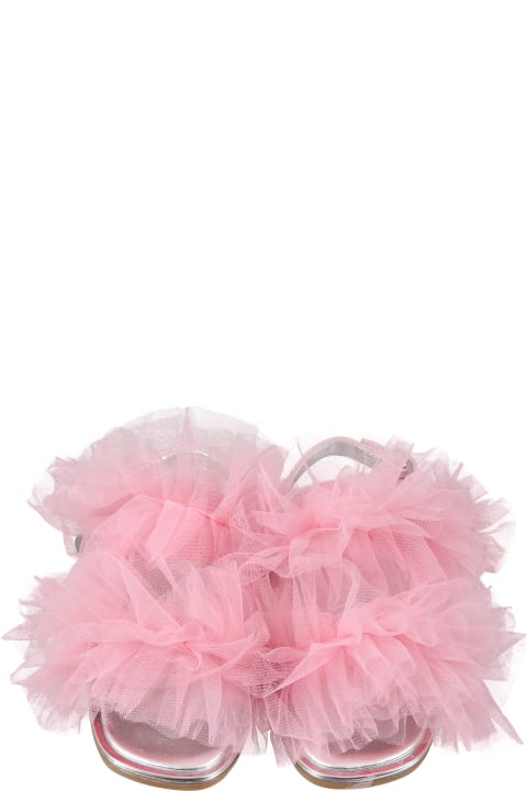 Monnalisa for Kids Monnalisa Pink Sandals For Girl With Tulle