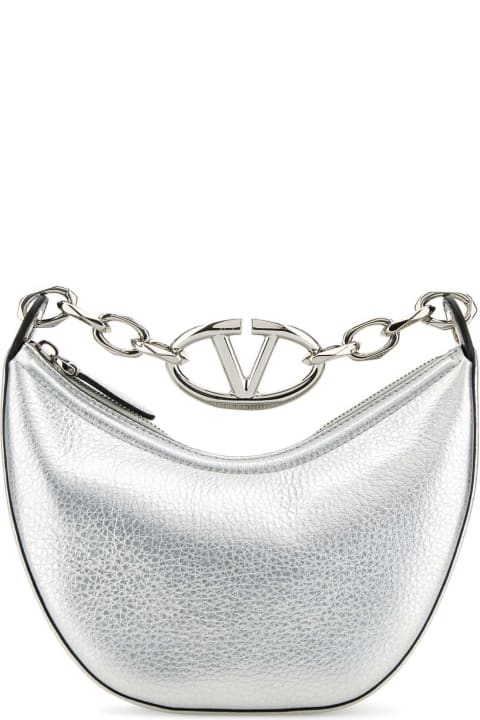 Bags for Women Valentino Garavani Silver Leather Mini Hobo Vlogo Moon Handbag