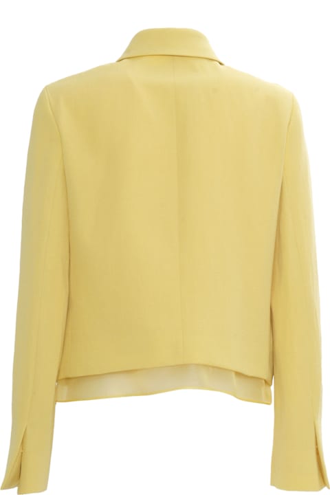 Fabiana Filippi Coats & Jackets for Women Fabiana Filippi Wool Linen Hopsack Fitted Jacket With Organza Band