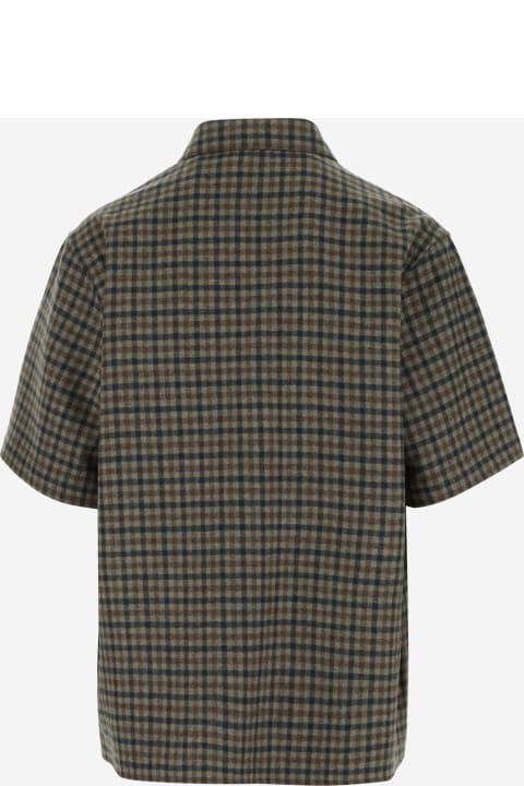 DARKPARK الملابس لـ القسم الرجالي DARKPARK Wool Blend Shirt With Check Pattern