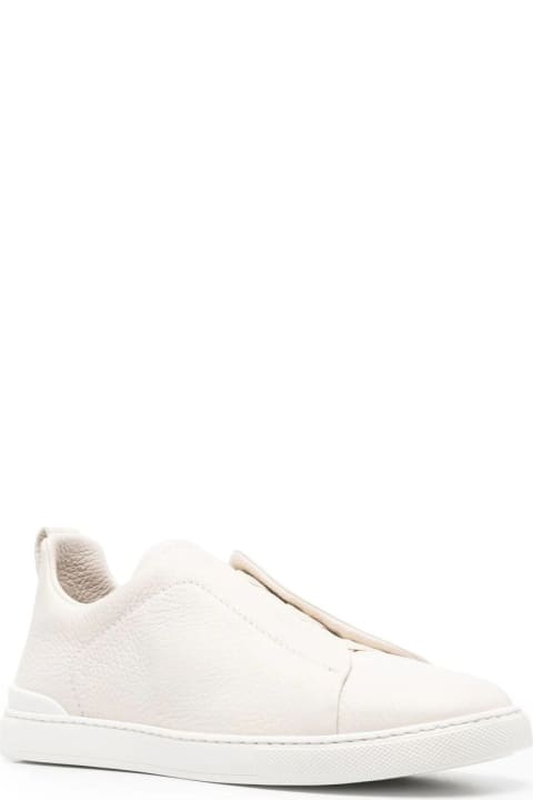 Zegna Sneakers for Men Zegna Triple Stitch Sneakers In White Leather