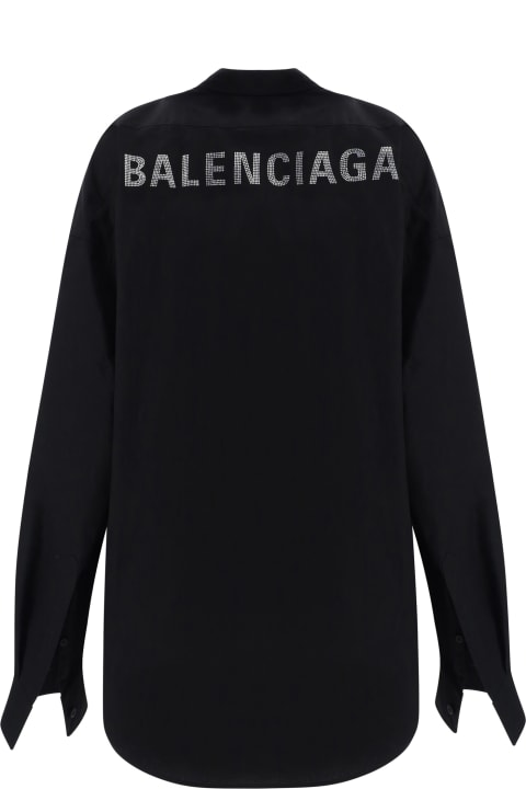 Balenciaga Women Balenciaga Rhinestone Logo Shirt