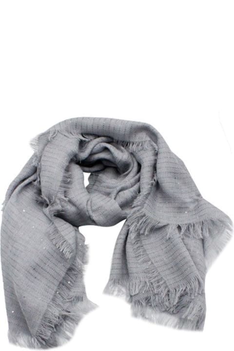 Fabiana Filippi Scarves & Wraps for Women Fabiana Filippi Wool Scarf Embellished With Micro Sequins With Fringes On The Sides Measuring 175 X 160 Cm