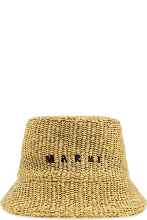 Marni Hats for Men Marni Logo Embroidered Bucket Hat