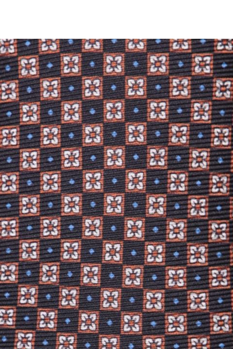 Ties for Men Kiton Rhombus Motif Beige/ Blue Tie