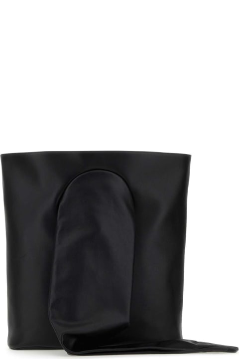 Balenciaga Women Balenciaga Black Leather Large Glove Shoulder Bag