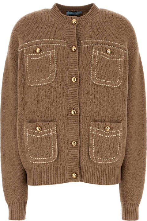 Clothing for Women Prada Camel Cashmere Cardigan