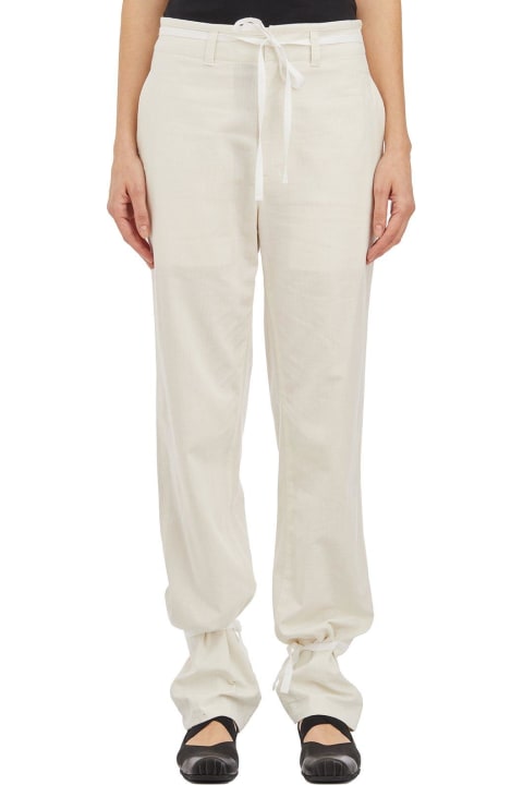 Lemaire Pants & Shorts for Women Lemaire Chambray Drawstring Tapered Trousers
