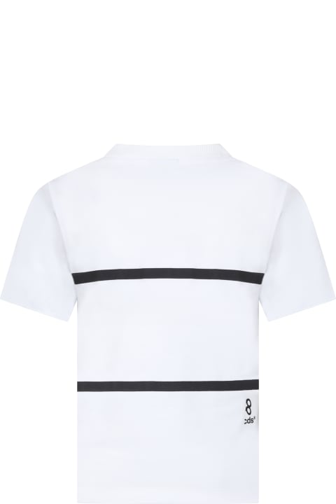 GCDS Mini for Kids GCDS Mini White T-shirt For Girl With Black Logo