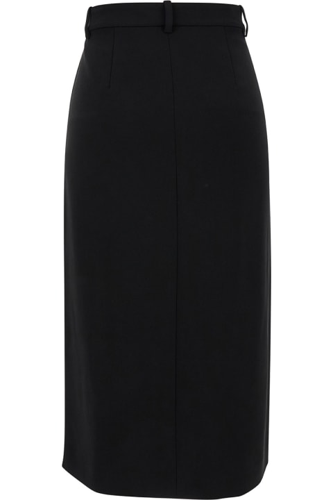 Theory Clothing for Women Theory Midi Black Straight Skirt With Front Split In Triacetate Blend Woman
