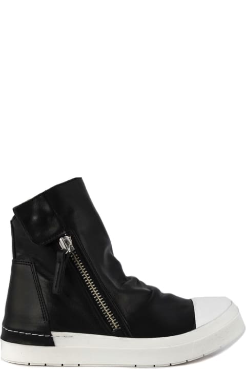High-top Sneaker In Black Leather