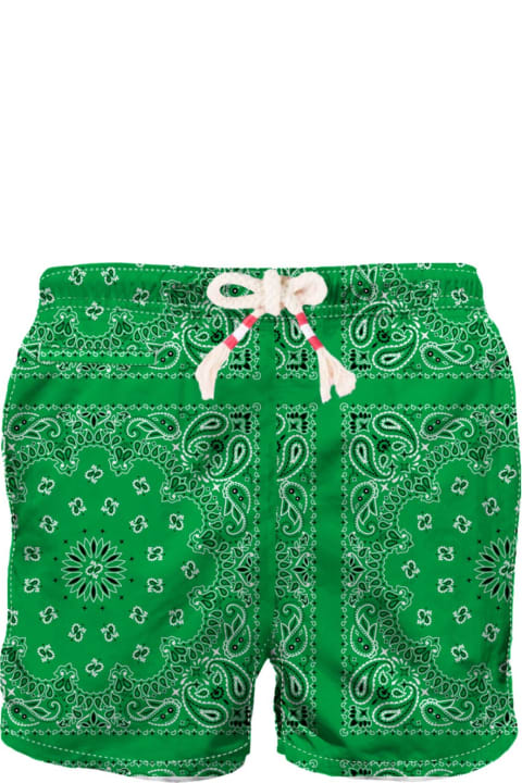 Homeware MC2 Saint Barth Man Swim Shorts With Green Bandanna Print