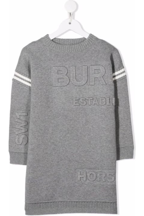 Bruberry Girl Grey Cotton Dress With Logo