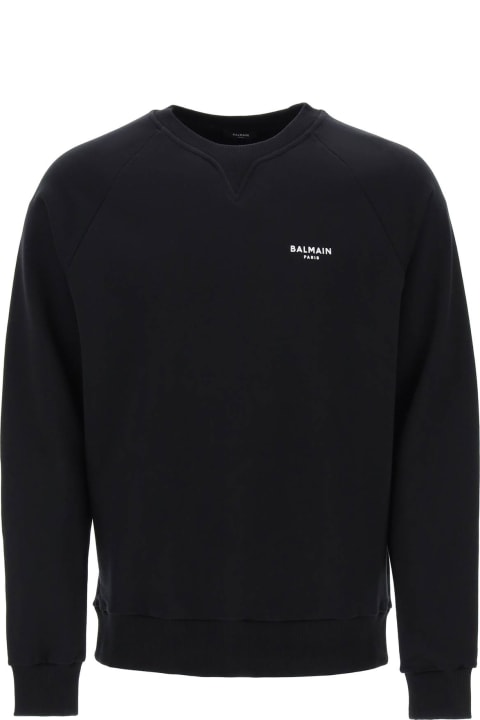 メンズ Balmainのフリース＆ラウンジウェア Balmain Crew-neck Sweatshirt With Flocked Logo