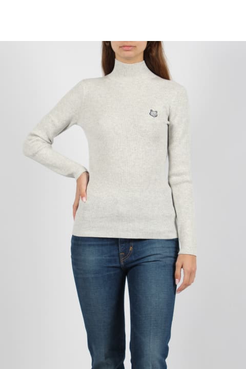 Sweaters for Women Maison Kitsuné Bold Fox Head Patch Fine Ribbed Turtleneck