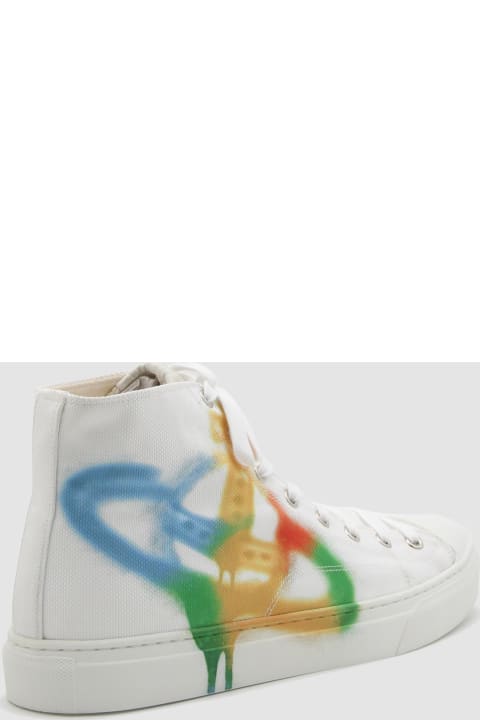 メンズ新着アイテム Vivienne Westwood White Plimsolls High Top Sneakers