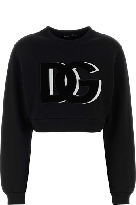 Dolce & Gabbana Black Cotton Blend Sweatshirt