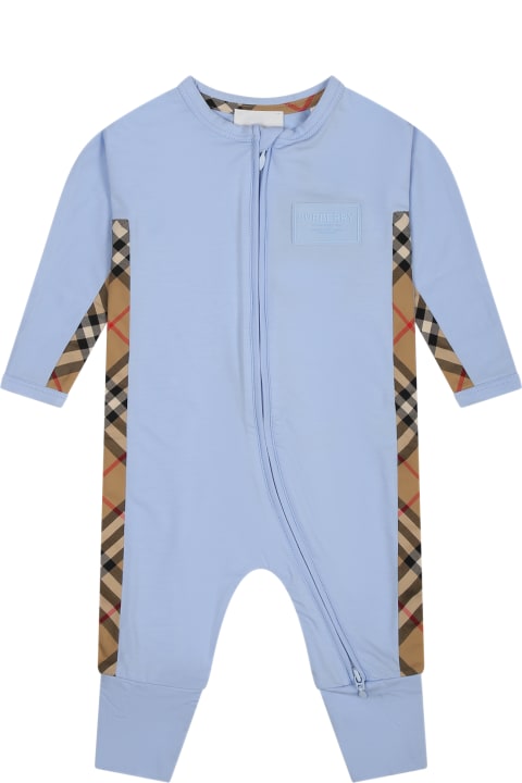 Bodysuits & Sets for Baby Boys Burberry Light Blue Set For Baby Boy With Logo