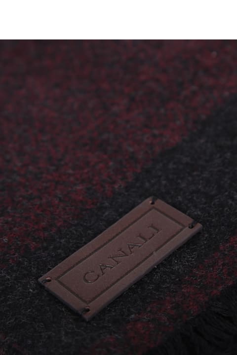 Canali Scarves for Men Canali Bordeaux Herringbone Scarf