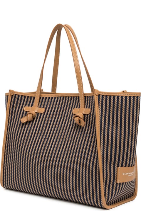 Fashion for Women Gianni Chiarini Marcella Shopping Bag In Canvas With Striped Pattern