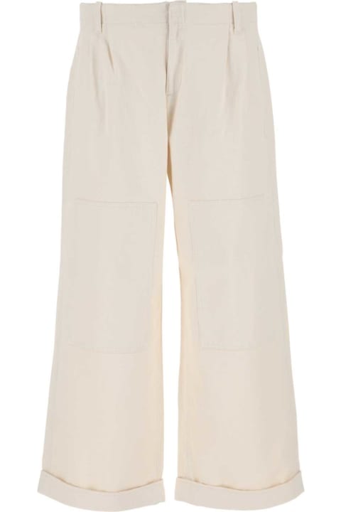 Etro for Men Etro Melange Ivory Stretch Cotton Wide-leg Pant