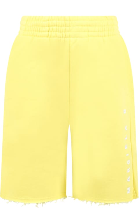 Bottoms for Boys MM6 Maison Margiela Yellow Shorts For Kids With White Logo