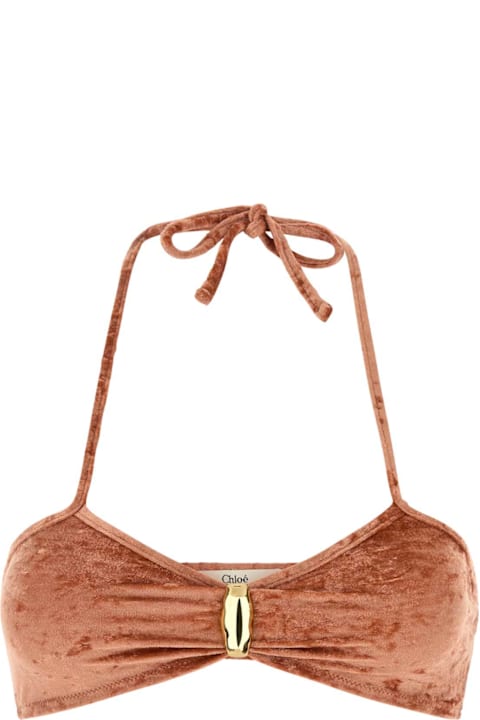 Homeware Chloé Peach Stretch Velvet Bikini Top