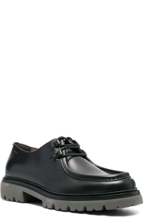 'italo' Black Lace-up Loafers In Polished Loafers Man Salvatore Ferragamo