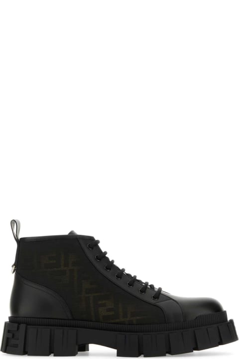 Fendi Boots for Men Fendi Two-tone Leather And Fabric Fendi Force Ankle Boots
