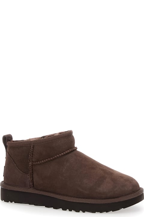 UGG لـ Women UGG 'ultra Mini' Brown Boots In Suede Woman