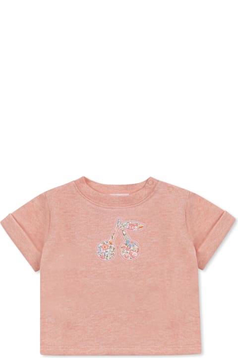 Bonpoint T-Shirts & Polo Shirts for Baby Girls Bonpoint Pink T-shirt For Baby Girl With Cherries