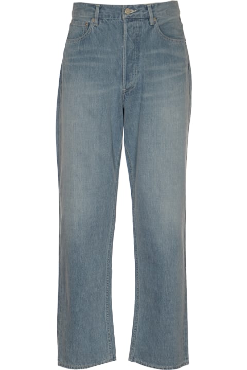 Jeans for Men Auralee Selvedge Faded Light Denim Wide Jeans
