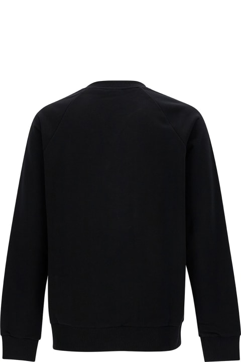 Clothing for Men Balmain Black Crewneck Sweatshirt With Contrasting Logo Print At The Front In Cotton Man