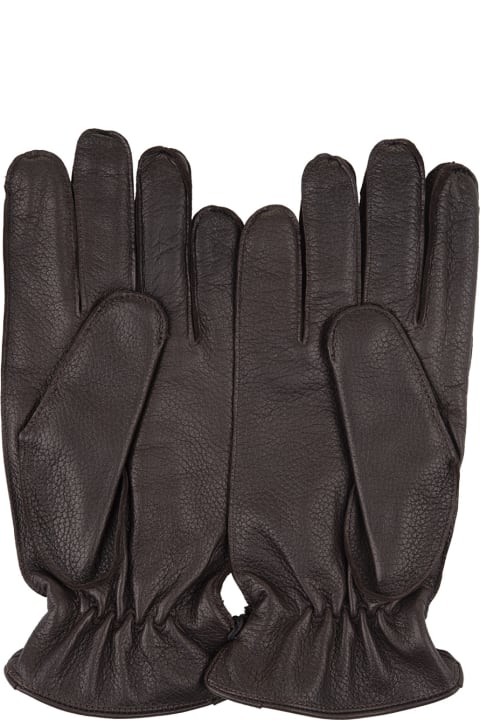 Fashion for Women Orciani Drummed Gloves In Dark Brown Leather
